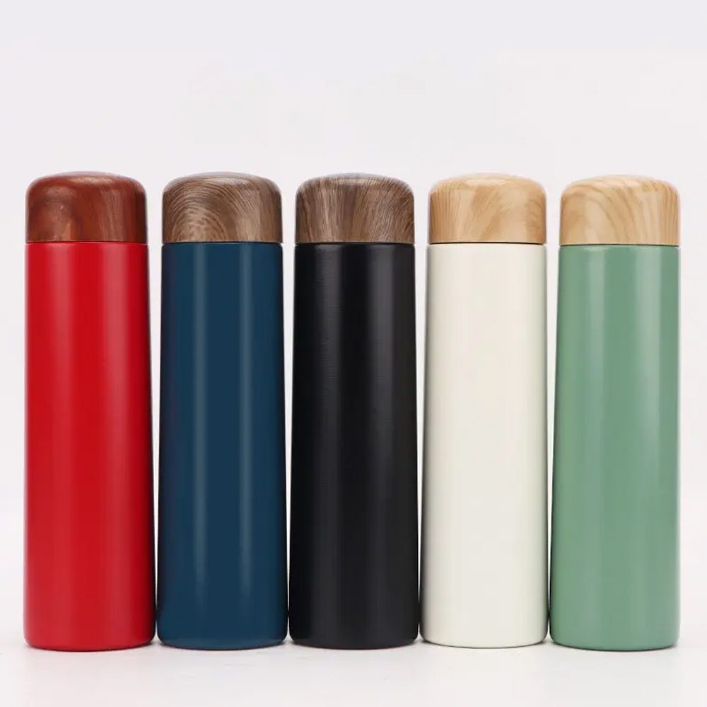Wood Lid Slim Stainless Steel Bottle