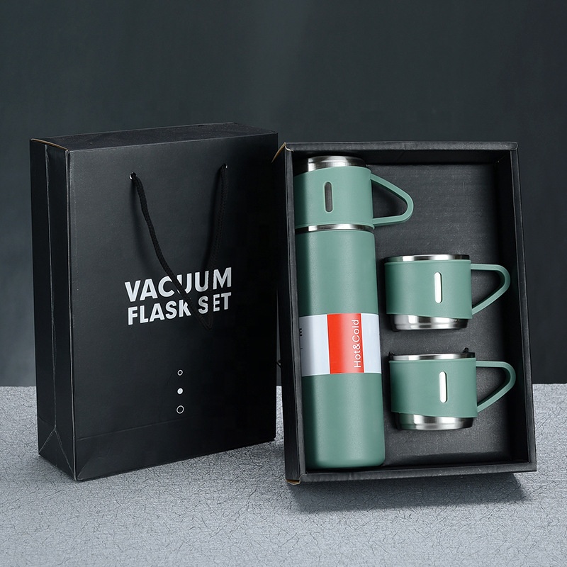 Item : 500ML flask +2cups Packaging : gift box and hand bag