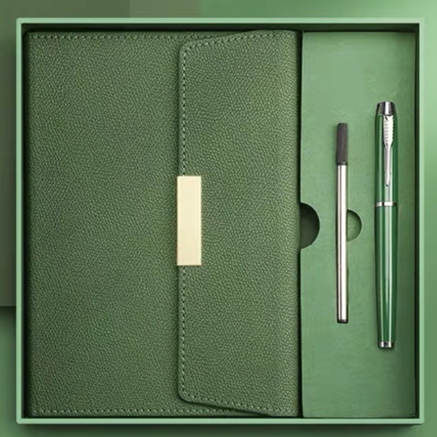 A5 Perfect Binding Notebook and Metal Pen with Additional Refill Gift Set