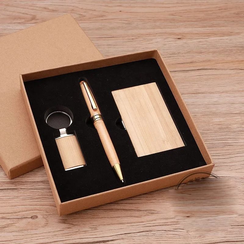 Bamboo Keychain, Bamboo Pen and Bamboo Cardholder Gift Set gallery 1