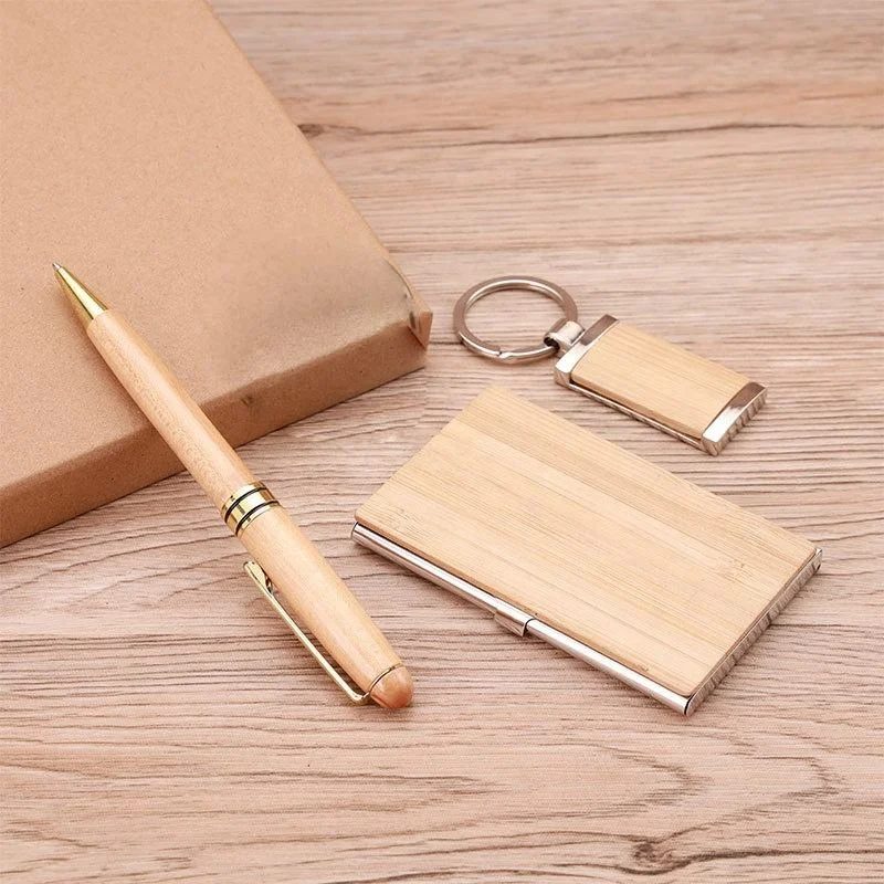 Bamboo Keychain, Bamboo Pen and Bamboo Cardholder Gift Set gallery 2