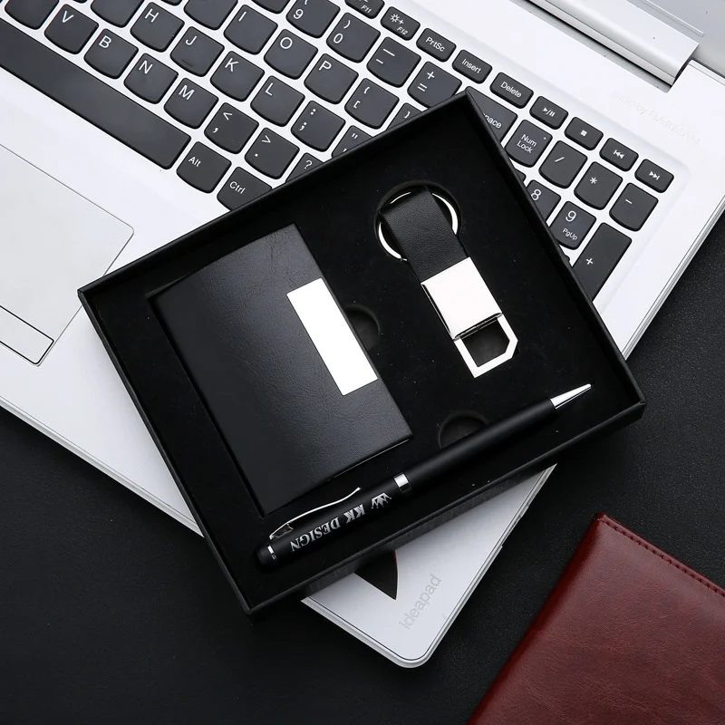 PU + Metal Card Holder, Metal Pen and PU + Metal USB 16GB Gift Set