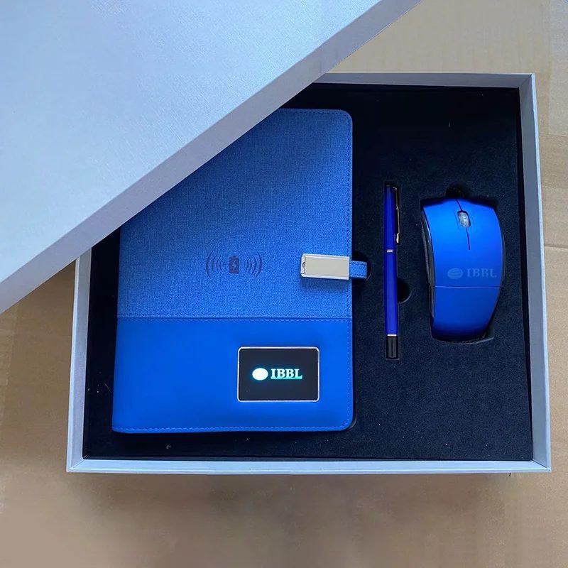 Power bank notebook: 8,000mAh + light up logo 7 colors + wireless charger 5W + USB 16GB Gift Set gallery 1