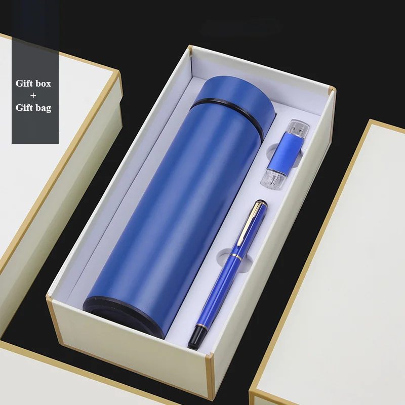 304 Stainless Steel Bottle, Metal Pen and USB Flash Drive 16G Gift Set