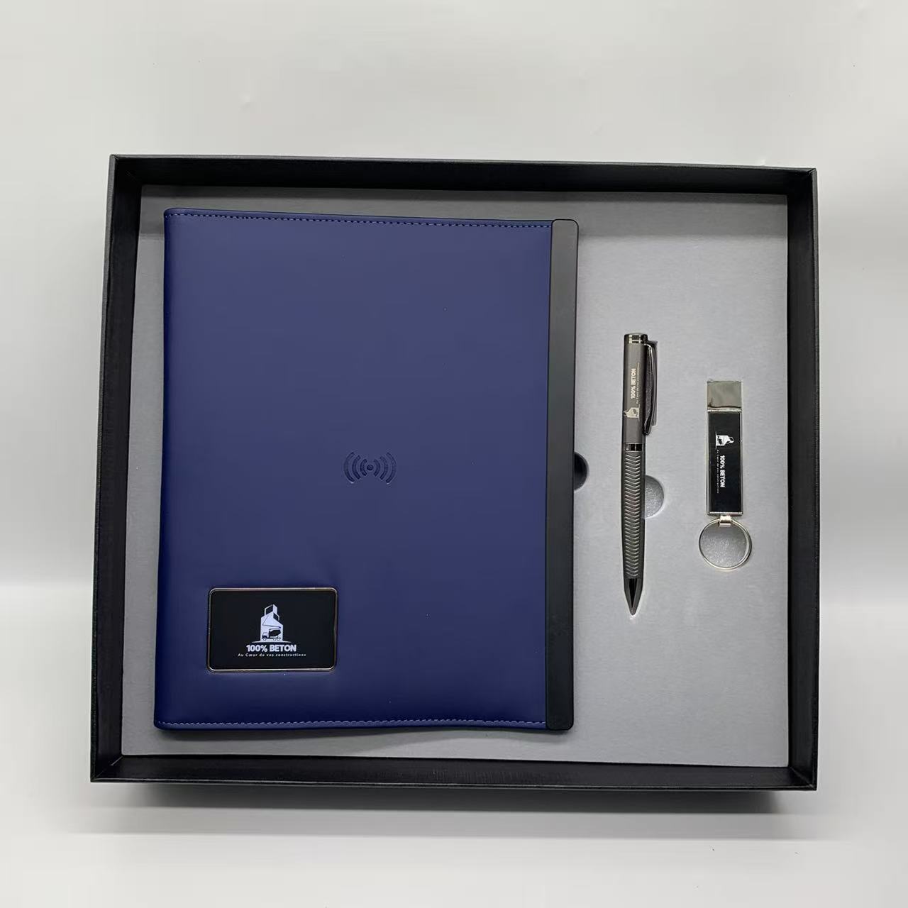 Corporate Gift Set with A5 Loose Leaf Notebook, Metal Pen & 16GB USB Flash Drive