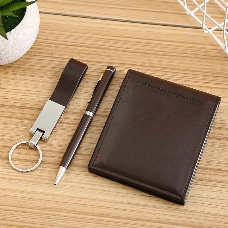 Metal + PU Keychain, Metal Pen and PU Wallet Gift Set gallery 5