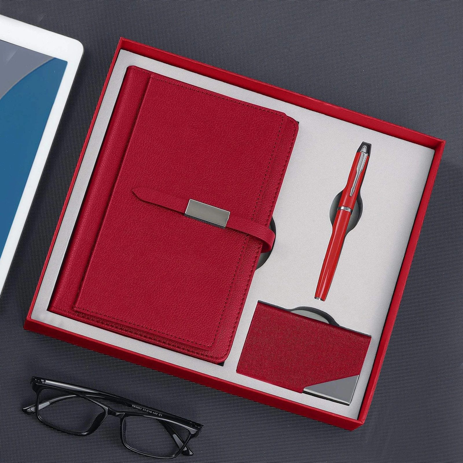 A5 Perfect Binding Notebook, Metal Pen and PU Cardholder Gift Set gallery 2