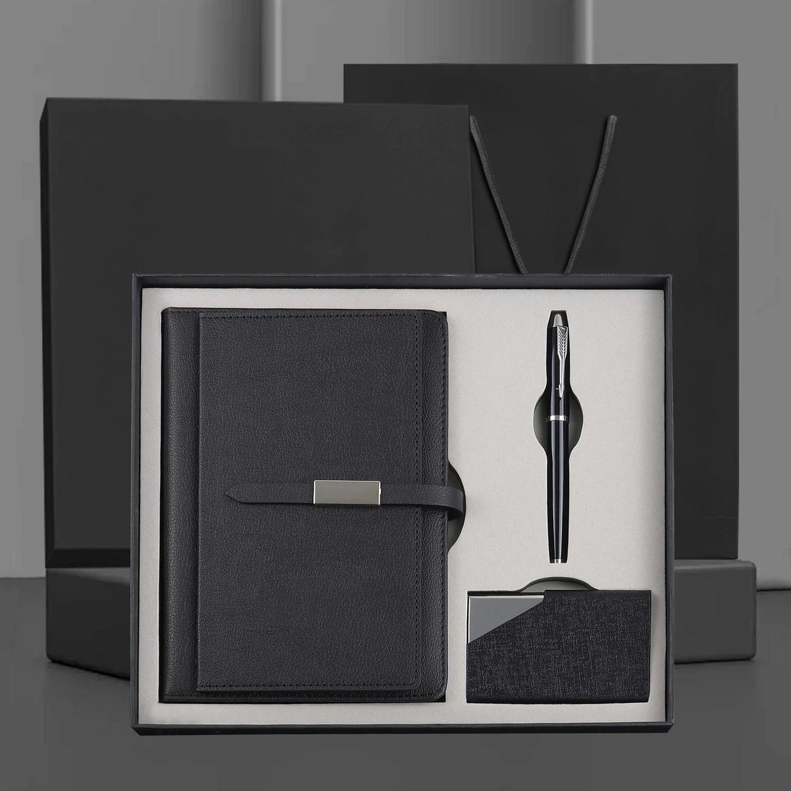 A5 Perfect Binding Notebook, Metal Pen and PU Cardholder Gift Set gallery 5