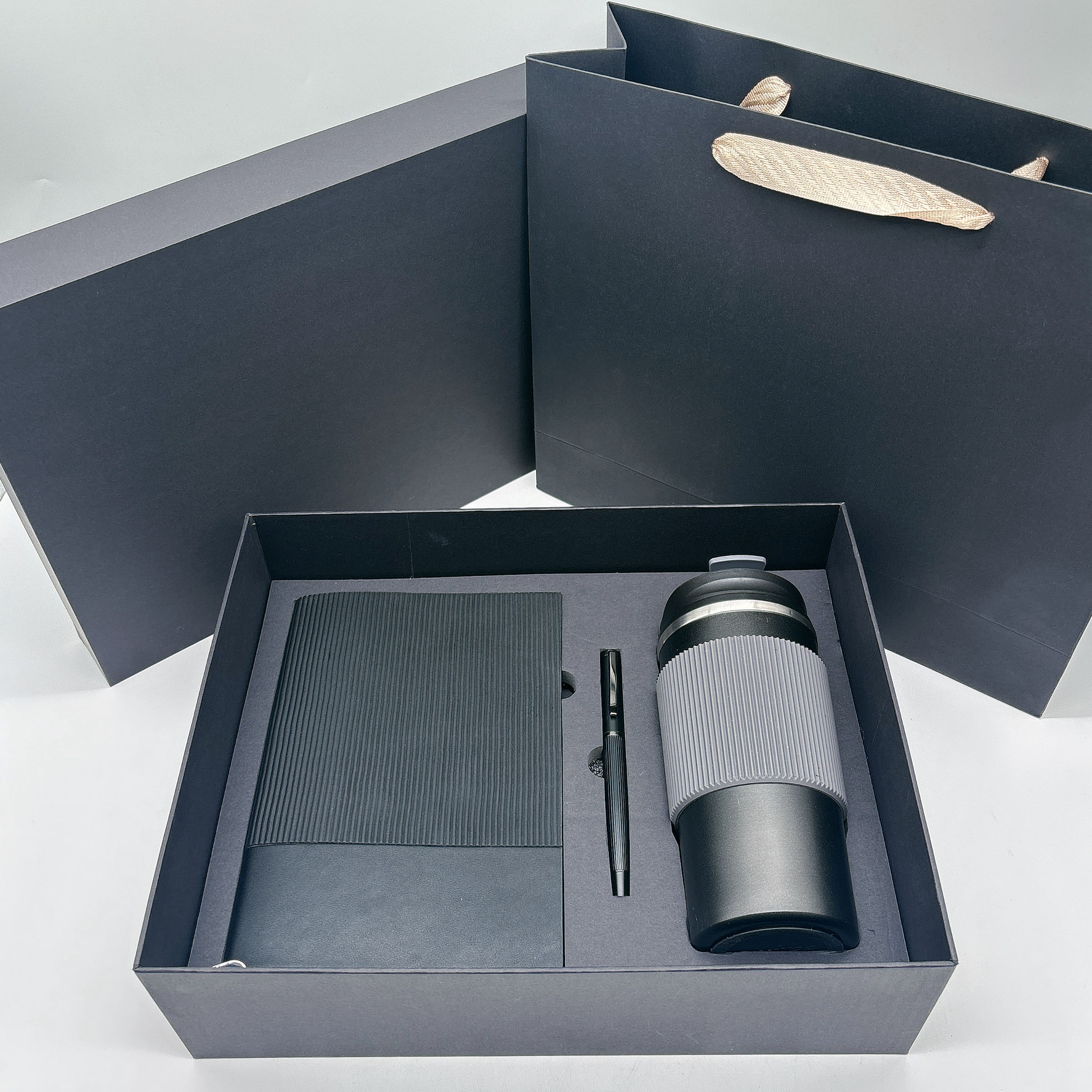 Stainless Steel Coffee Cup 450mL, A5 Notebook and Metal Pen Gift Set