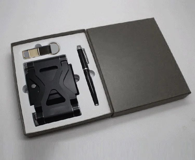 Phone Holder Speaker, PU + Metal Keychain and Metal Pen Gift Set gallery 1