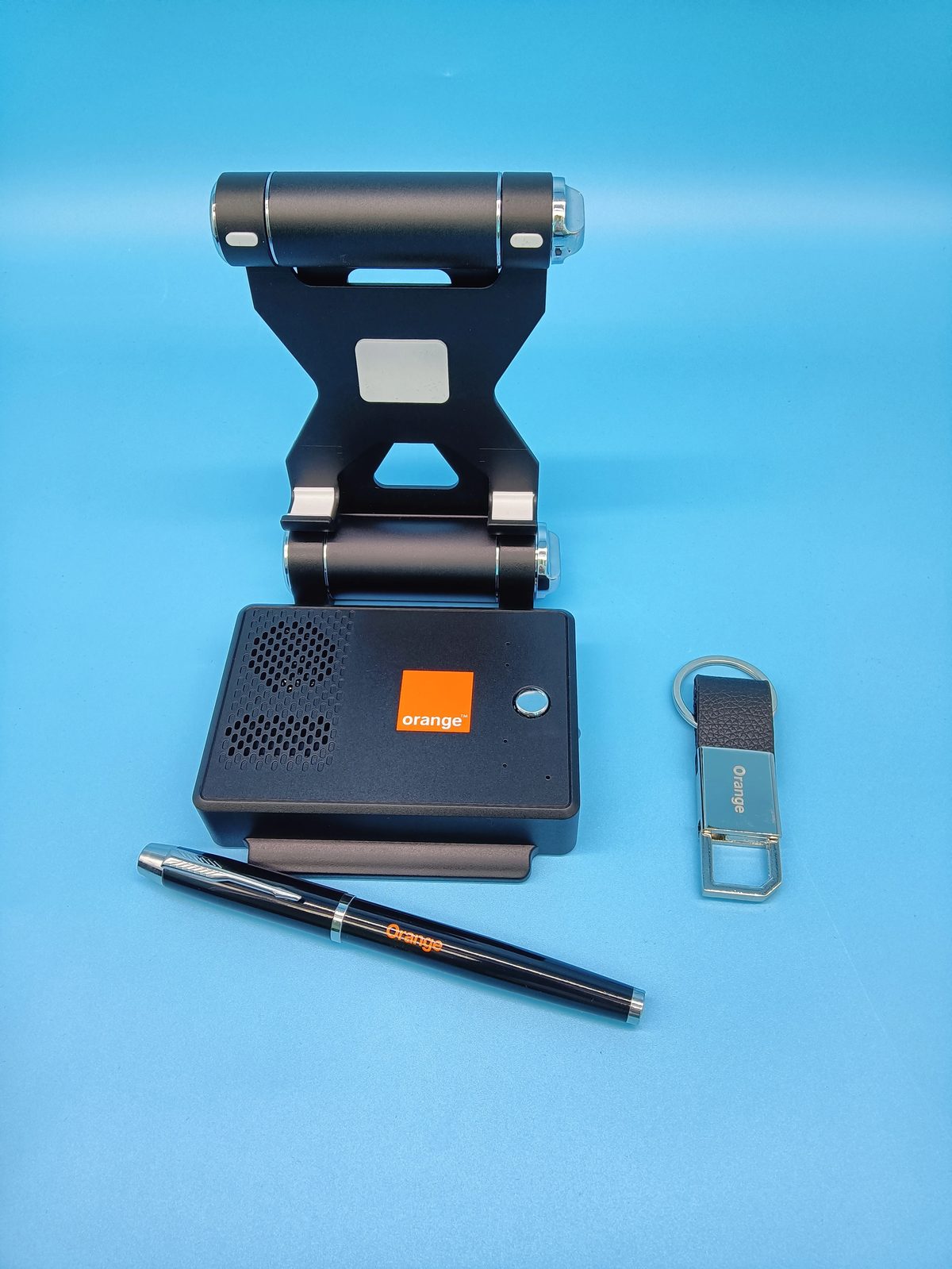 Phone Holder Speaker, PU + Metal Keychain and Metal Pen Gift Set gallery 2