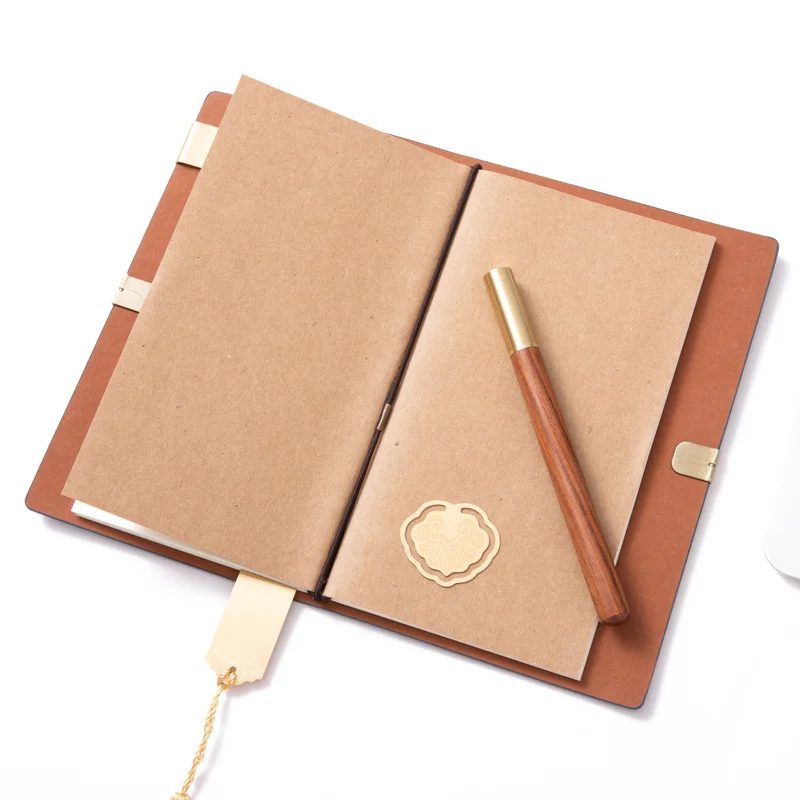 A6 Account Notebook, Brass Buckle, Brass Bookmark and Wood + Metal Pen Gift Set gallery 4