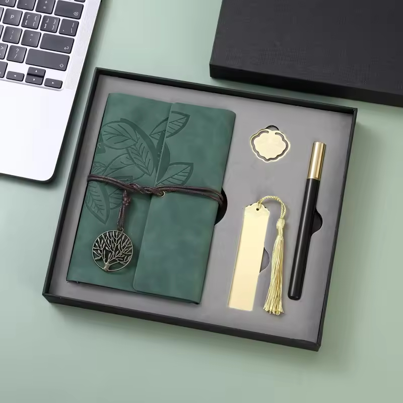 A6 Loose-Leaf Account Notebook & Brass Accessories Gift Set
