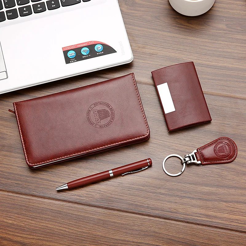 PU + Metal Car Holder, Metal Pen, PU Keychain and A6 Notebook Gift Set gallery 1