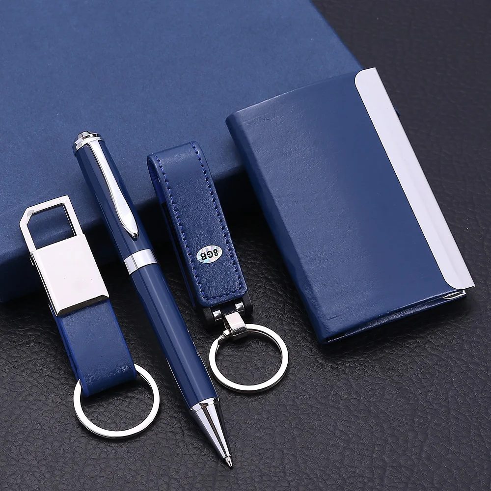 PU Leather & Metal Executive Gift Set with 16GB USB Flash Drive
