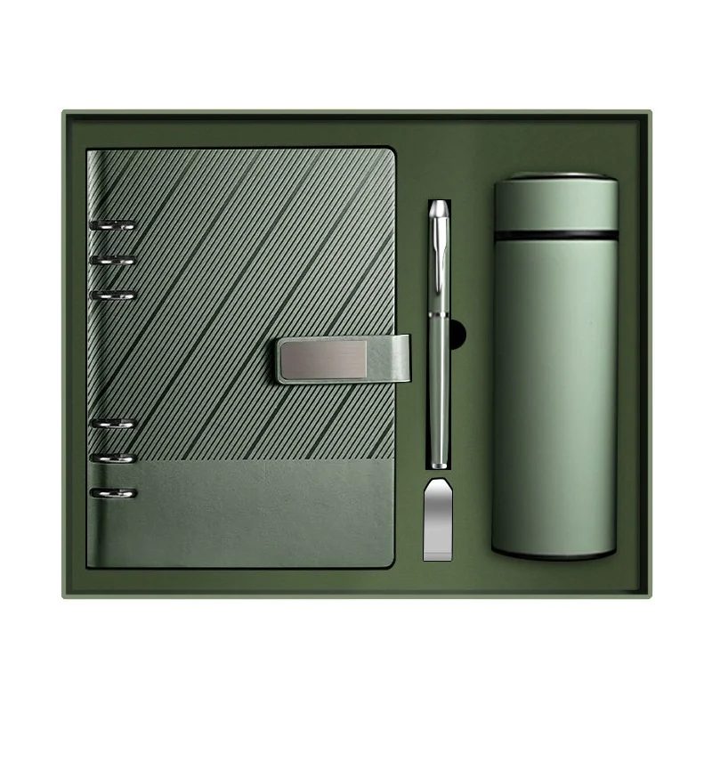 A5 Loose-Leaf Notebook, 16GB U Disk, Metal Pen & 304 Stainless Steel Bottle Corporate Gift Set