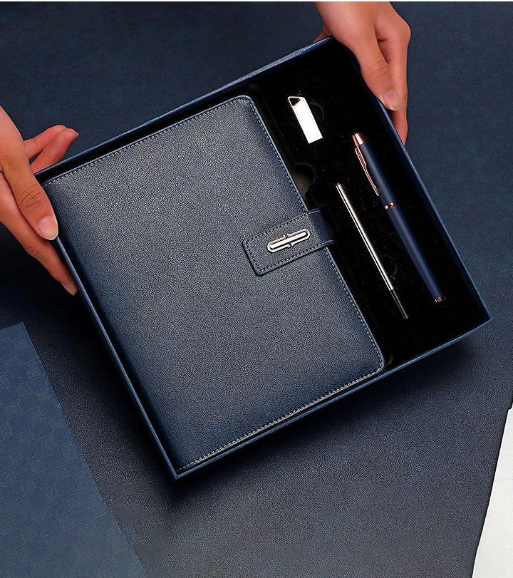 A5 Perfect Binding Notebook, U Disk 16GB, Metal Pen and Pen Refill Gift Set