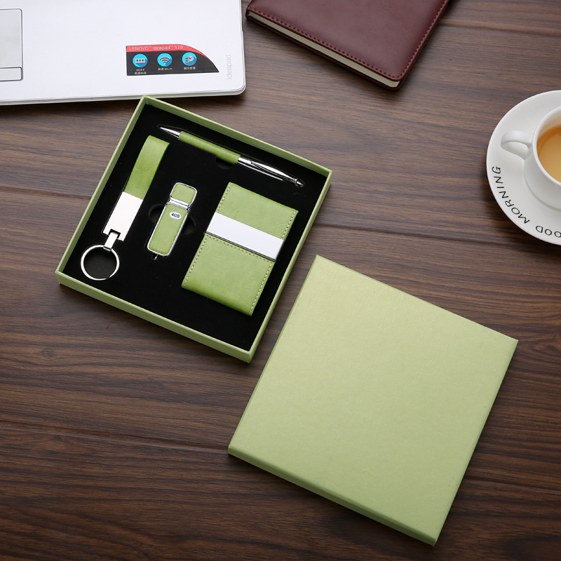 PU + Metal Executive Corporate Gift Set with USB and Cardholder