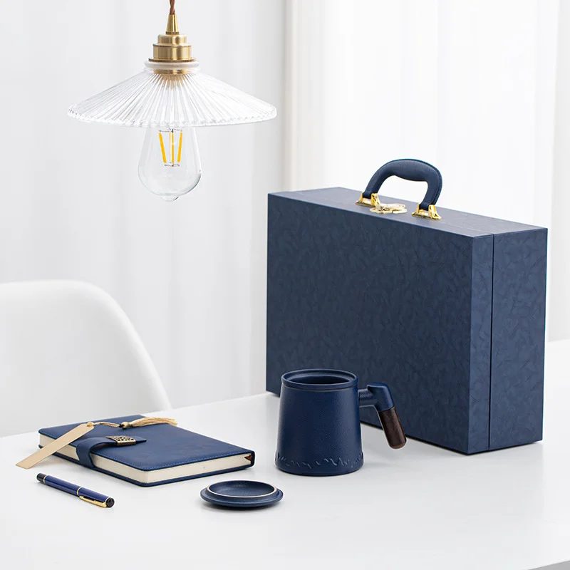 A5 Perfect Binding Notebook, Metal Bookmark, Metal Pen and Tea Mug Gift Set gallery 1