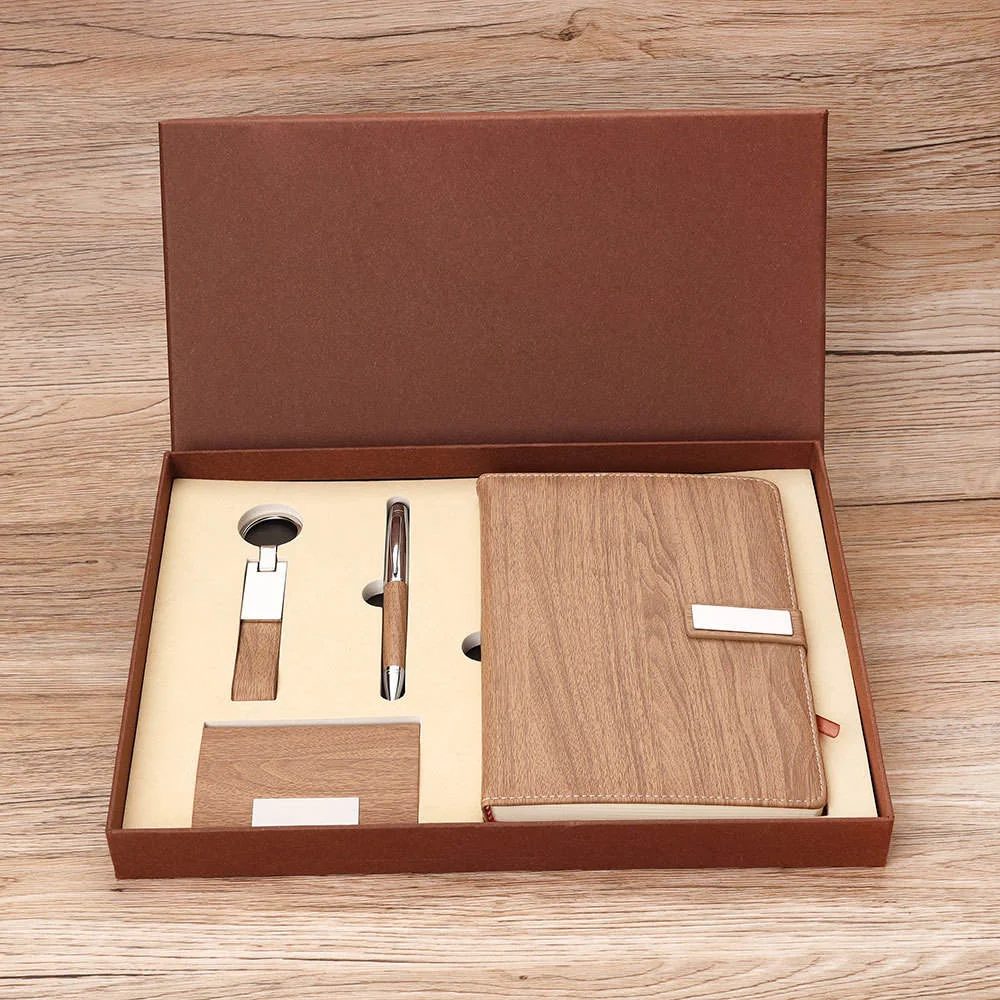 A5 Notebook, Cardholder, PU + Metal Keychain and Metal Pen Corporate Gift Set