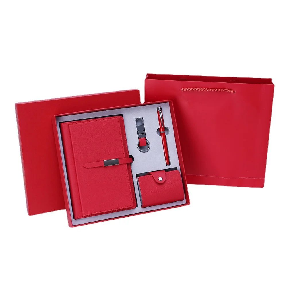 A5 Perfect Binding Notebook, Cardholder, PU + Metal Keychain and Metal Pen Gift Set gallery 1