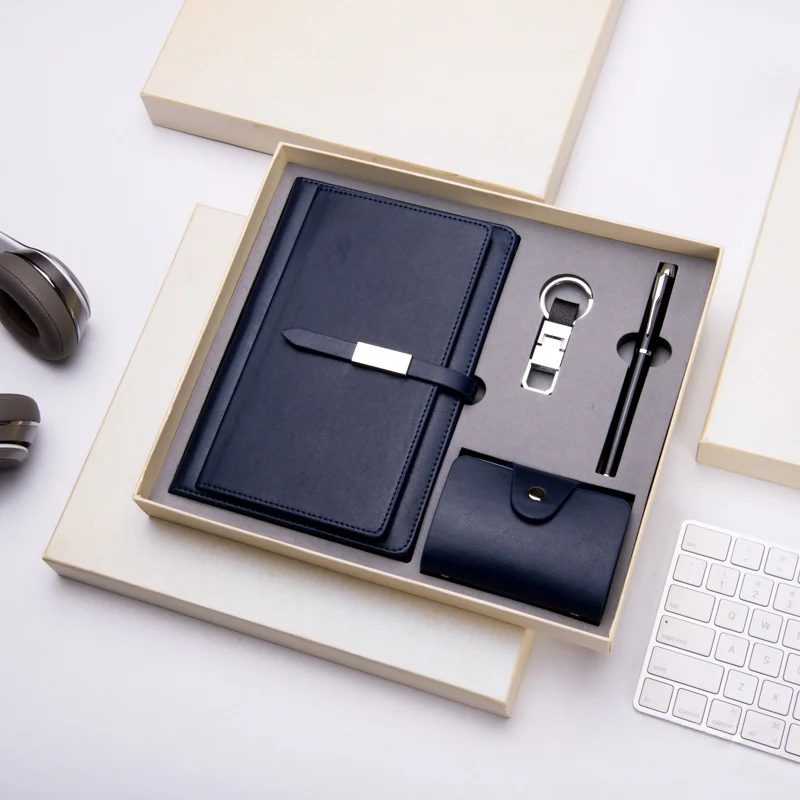 A5 Perfect Binding Notebook, Cardholder, PU + Metal Keychain and Metal Pen Gift Set gallery 2