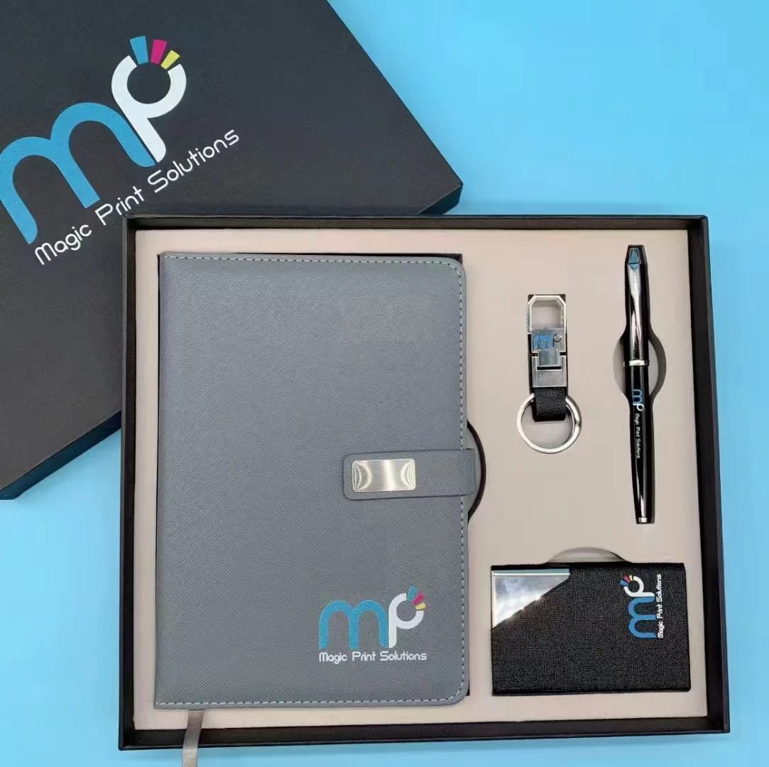 A5 Perfect Binding Notebook, Cardholder, Metal Keychain and Metal Pen Gift Set gallery 1