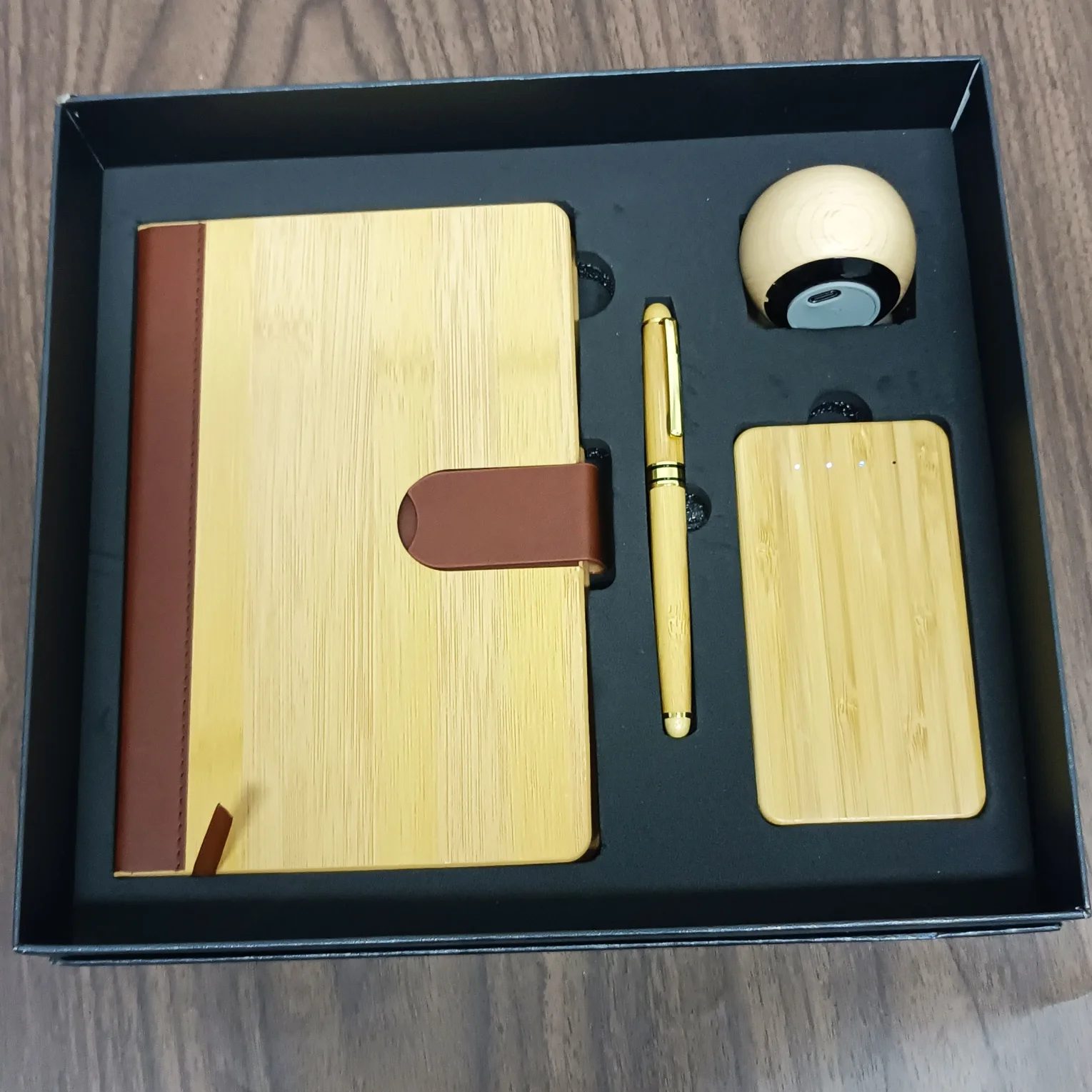 Wooden Executive Gift Set with A5 Notebook, Pen, Bluetooth Speaker & 5,000mAh Power Bank gallery 1
