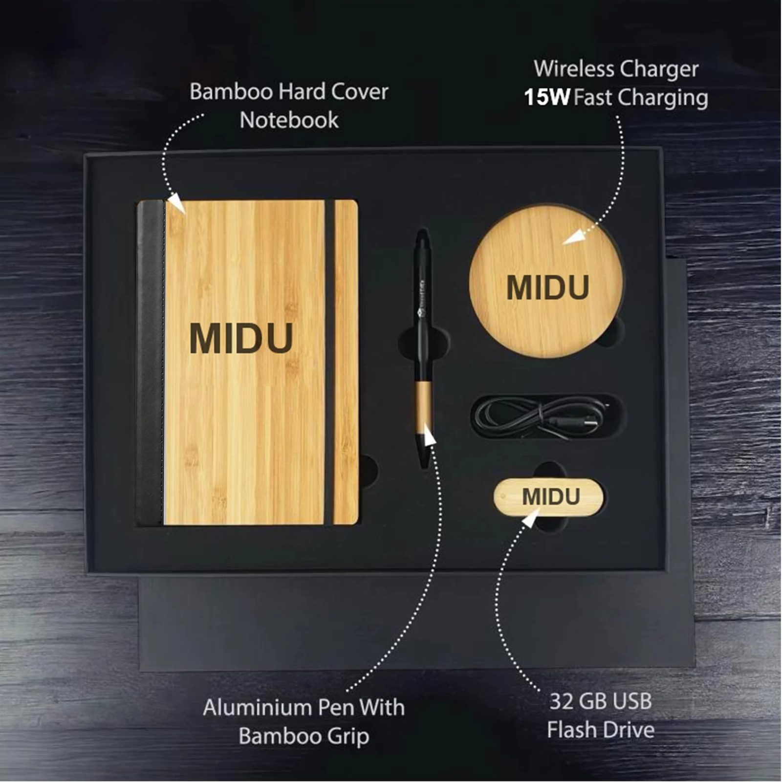 Custom A5 Notebook & Wireless Charger Business Gift Set