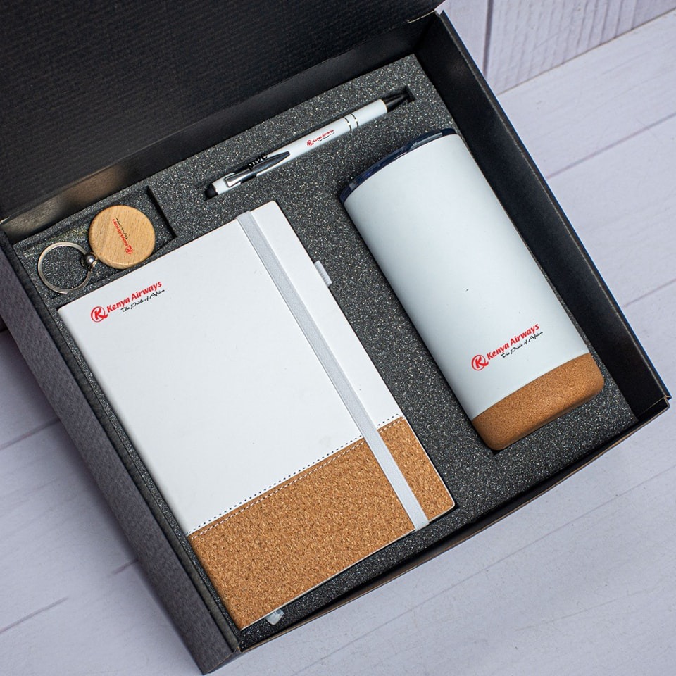 A5 Notebook, 304 Stainless Steel Bottle 16oz/480ml, Keychain and Pen Gift Set