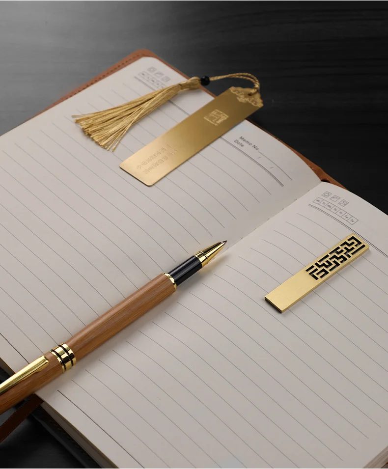 Bamboo A5 Notebook, Wood Pen, Metal U Flash Drive 16GB, Bookmark and Bamboo Thermos Cup Gift Set gallery 5
