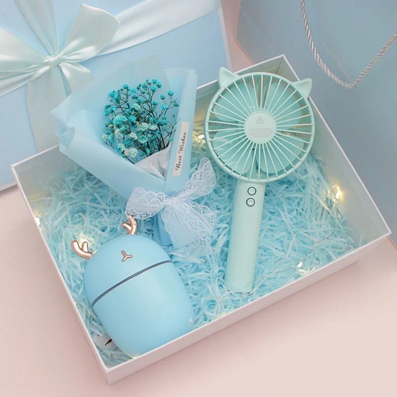 Mini Fan, Stainless Steel Thermos Cup, Automatic Umbrella & Humidifier Gift Set gallery 3