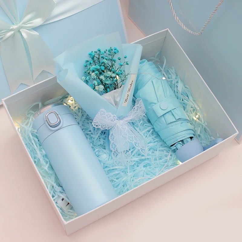 Mini Fan, Stainless Steel Thermos Cup, Automatic Umbrella & Humidifier Gift Set gallery 4