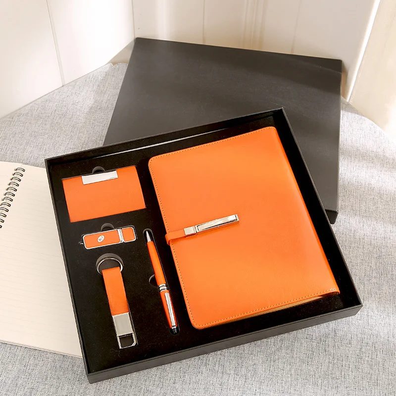 Corporate Gift Set with Notebook, Keychain, Flash Drive, Pen & Cardholder