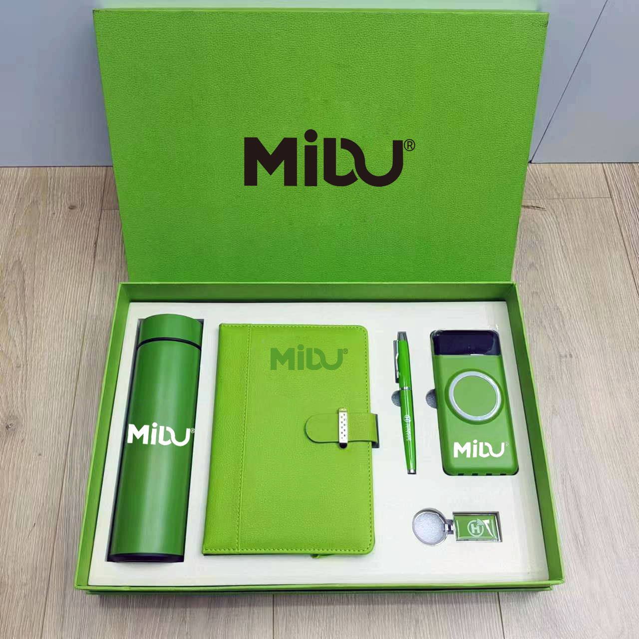 Corporate Gift Set with Stainless Steel Bottle, Power Bank, and Notebook