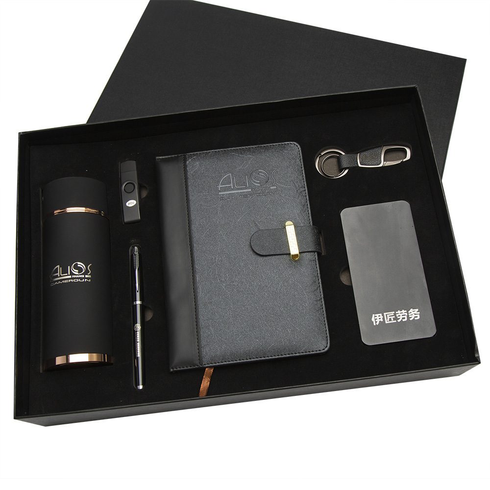 Premium Corporate Gift Set with Stainless Steel Bottle, Power Bank & Notebook