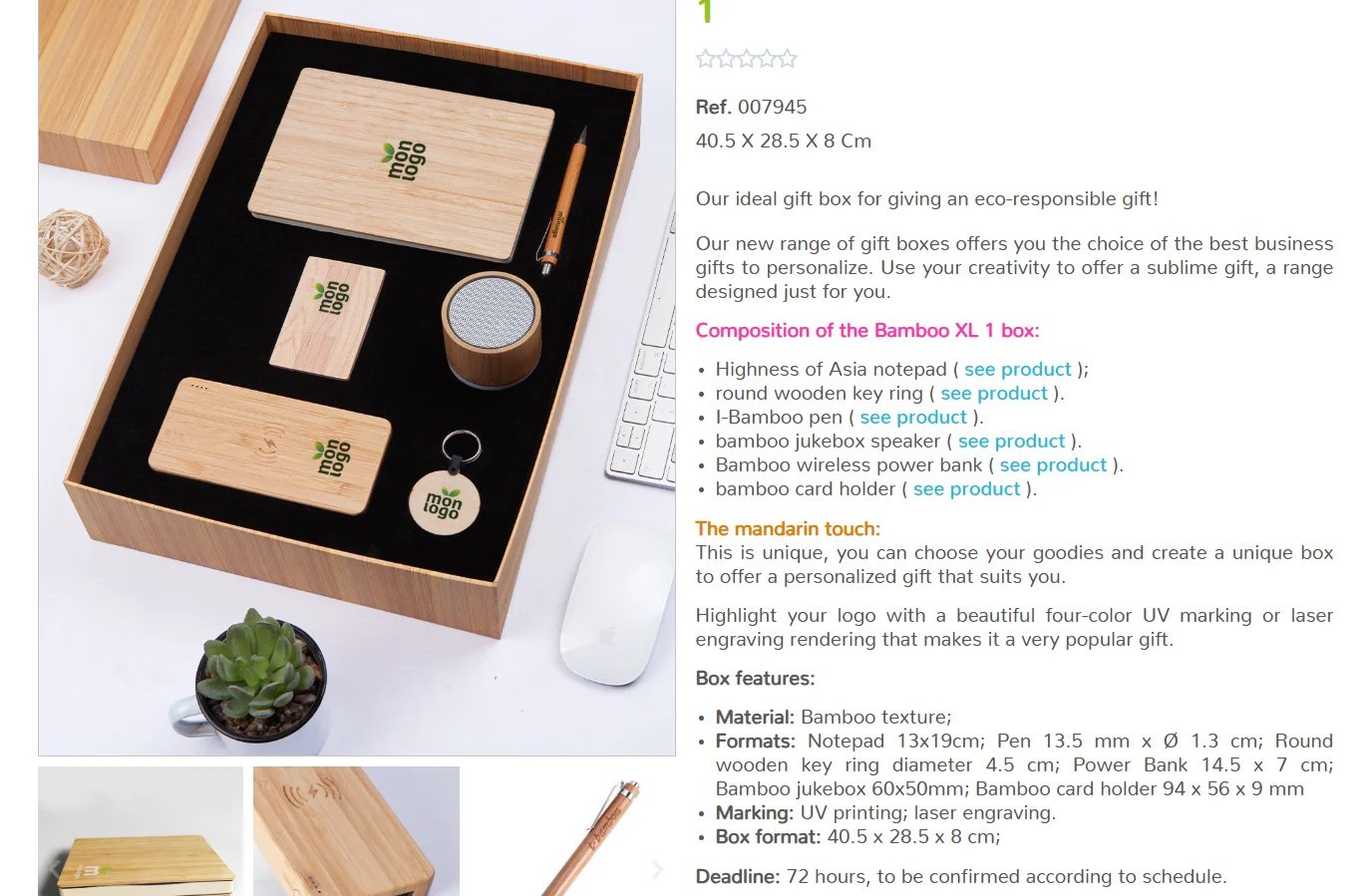 Bamboo Executive Gift Set with Wireless Power Bank & Speaker gallery 2