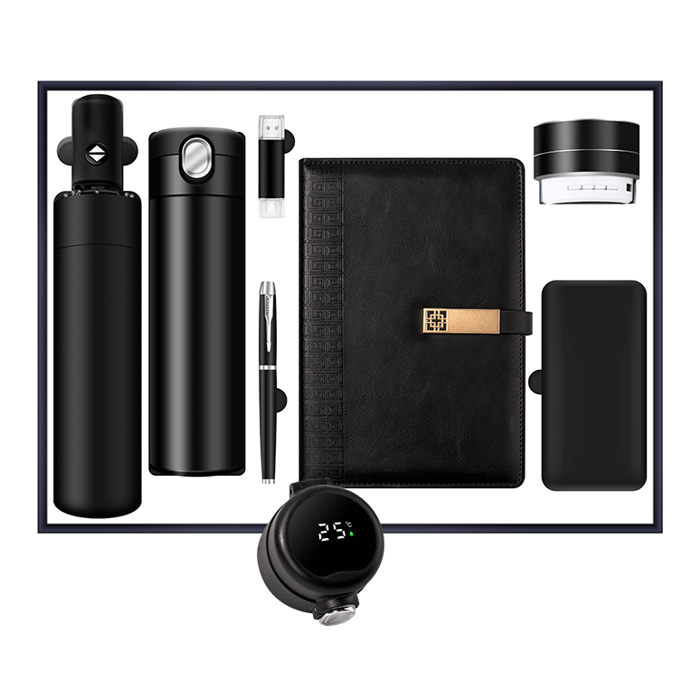 Premium 7-Piece Corporate Gift Set with Stainless Steel Bottle, Umbrella & Tech Accessories