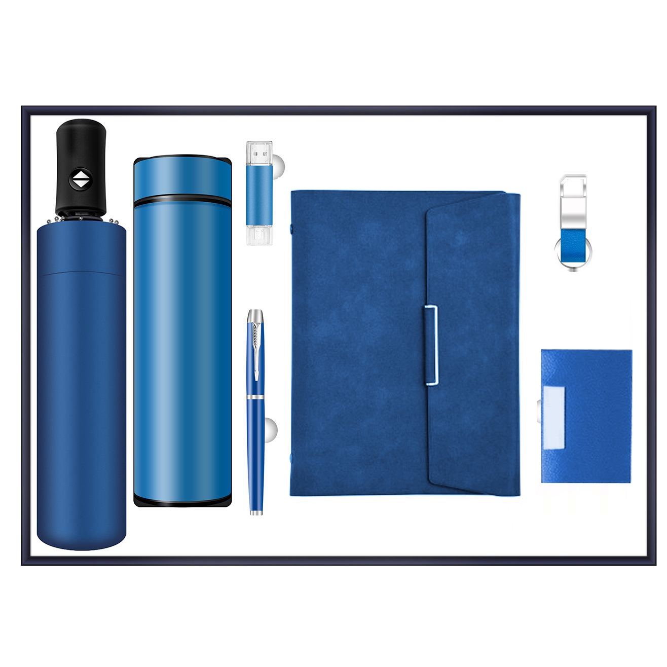 Premium Corporate Gift Set with Stainless Steel Bottle, Umbrella & Tech Accessories