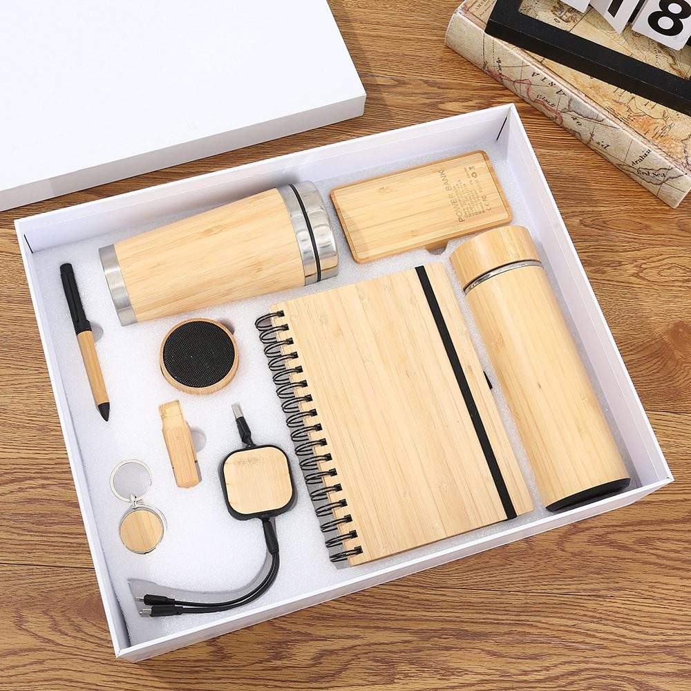 Executive Corporate Gift Set with Thermos Bottle, Power Bank & Bluetooth Speaker