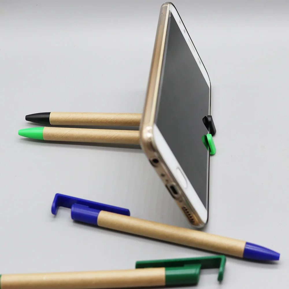 paper retractable ball pen with phone holder gallery 1
