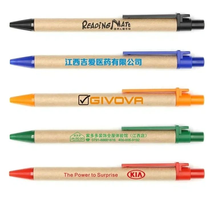 paper kraft ball pen with 1.0 black or blue ink gallery 1