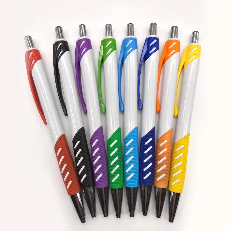 White soft grip retractable ball pen gallery 1