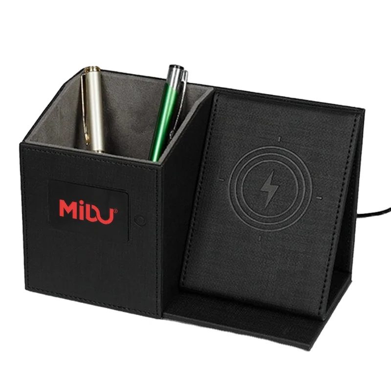 LED logo Pen Holder with Wireless Charger gallery 2