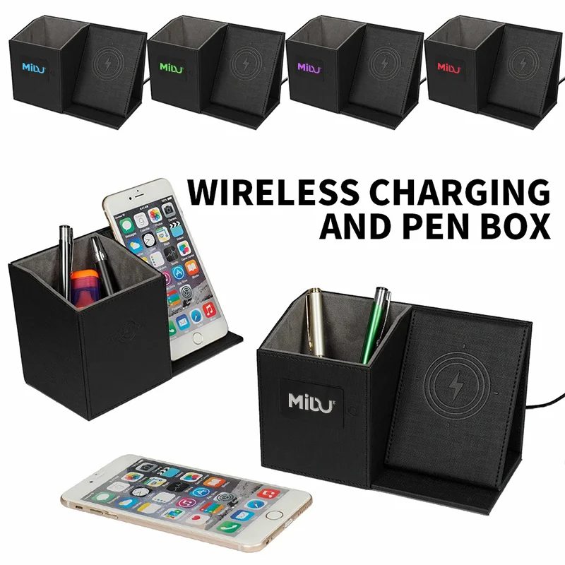 LED logo Pen Holder with Wireless Charger gallery 3