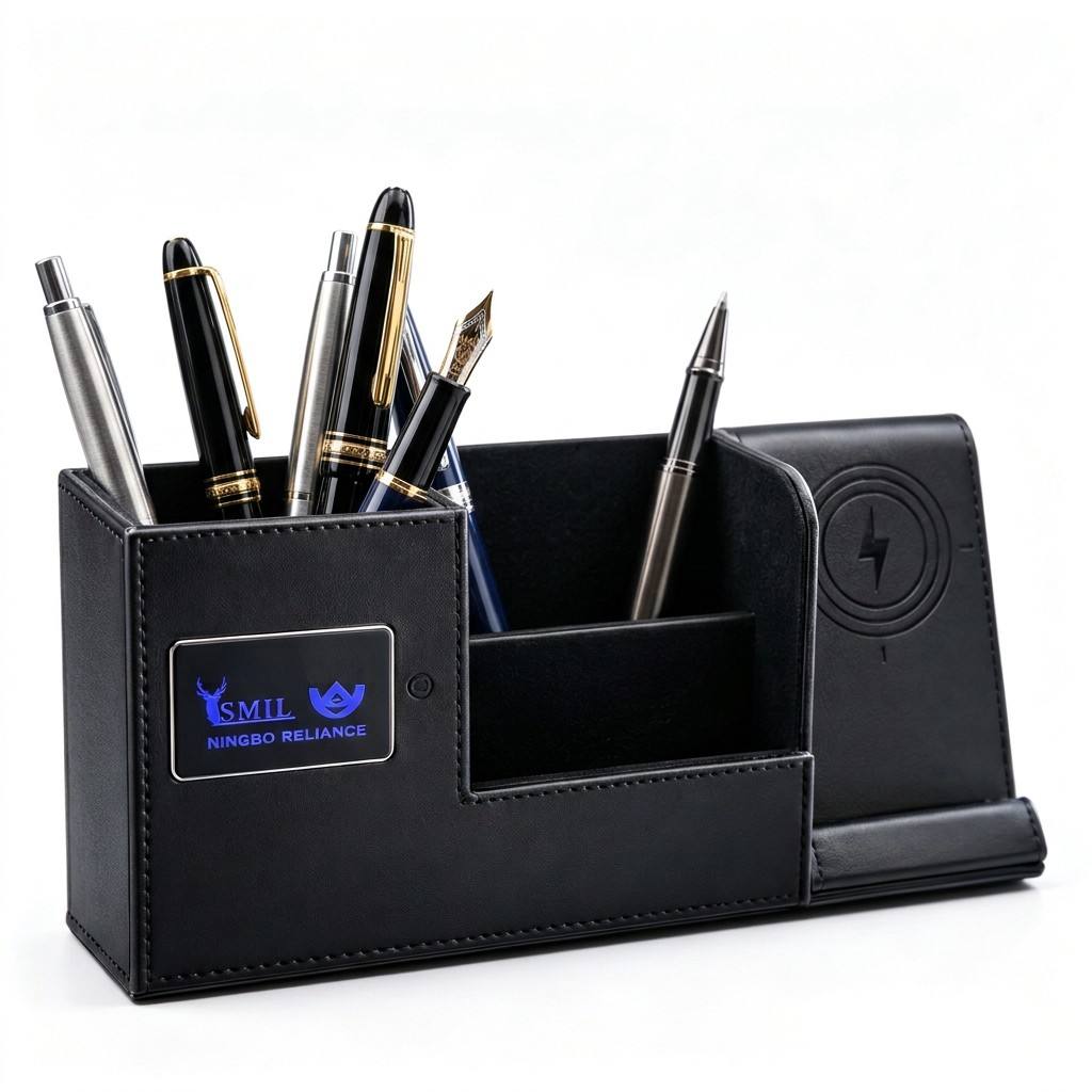 LED logo Pen Holder with Wireless Charger